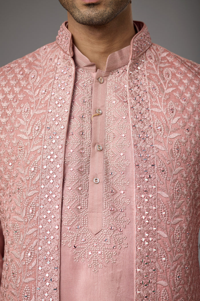Rose Blush embroidered jacket kurta