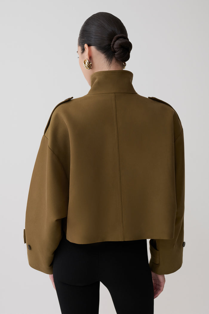 Rue Funnel Neck Bomber Jacket - Khaki