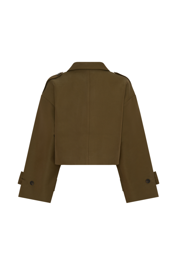 Rue Funnel Neck Bomber Jacket - Khaki