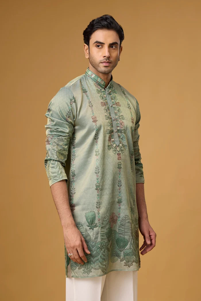 Buy Sage Green Kurta Set for Men Online India | Mahavir NX