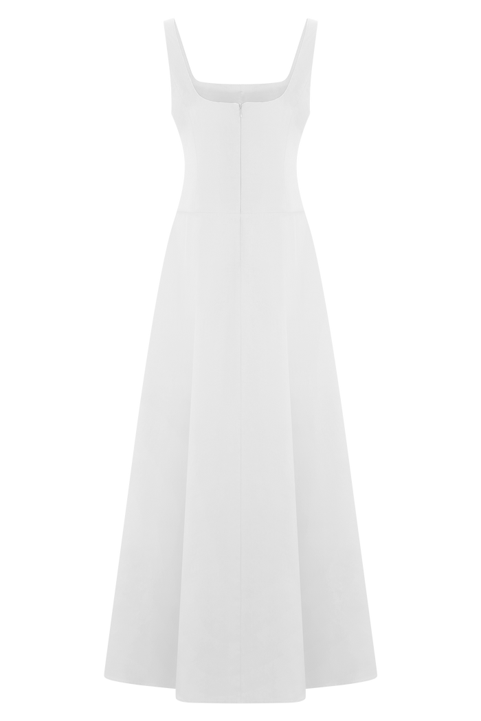 Salma Drop Waist Cotton Maxi Dress - White