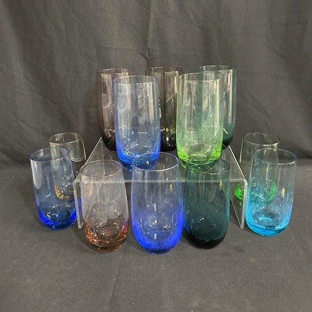 Set of 12 Multicolor Glass Tumblers