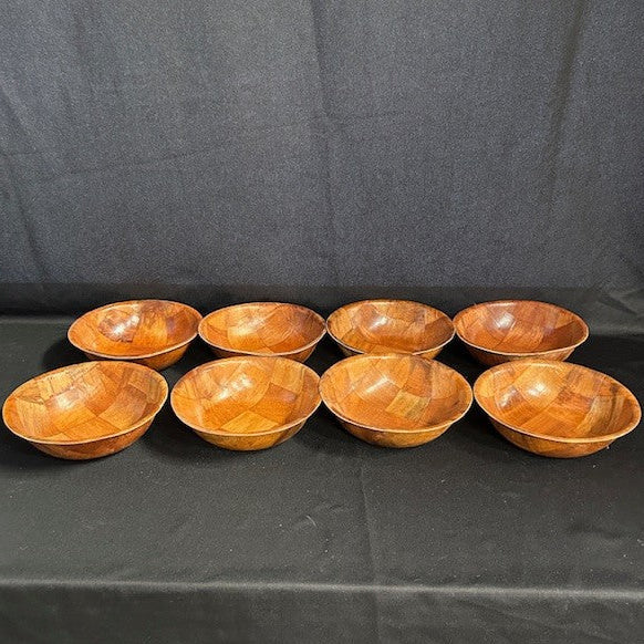 Set of 8 Woven Wooden Bowls