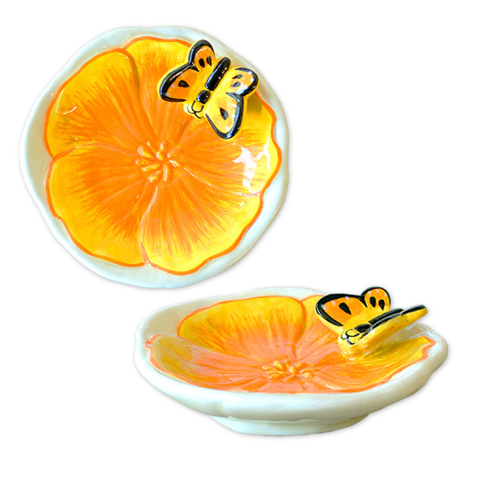 SF Mercantile - Golden Poppy Trinket Tray with Butterfly