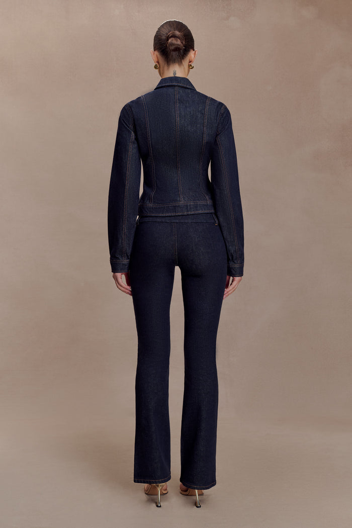 Shelly Flared Denim Jeans - Washed Indigo Blue