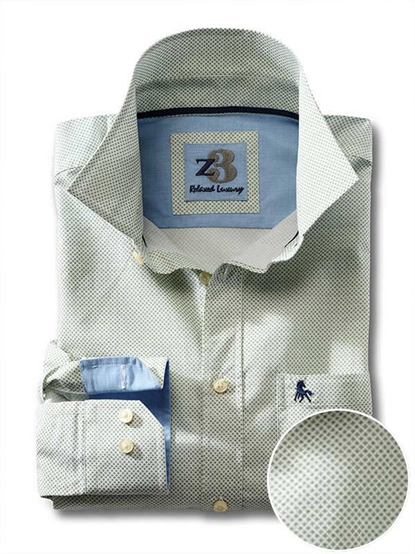 Siesta Green Printed Full sleeve single cuff   Cotton Shirt