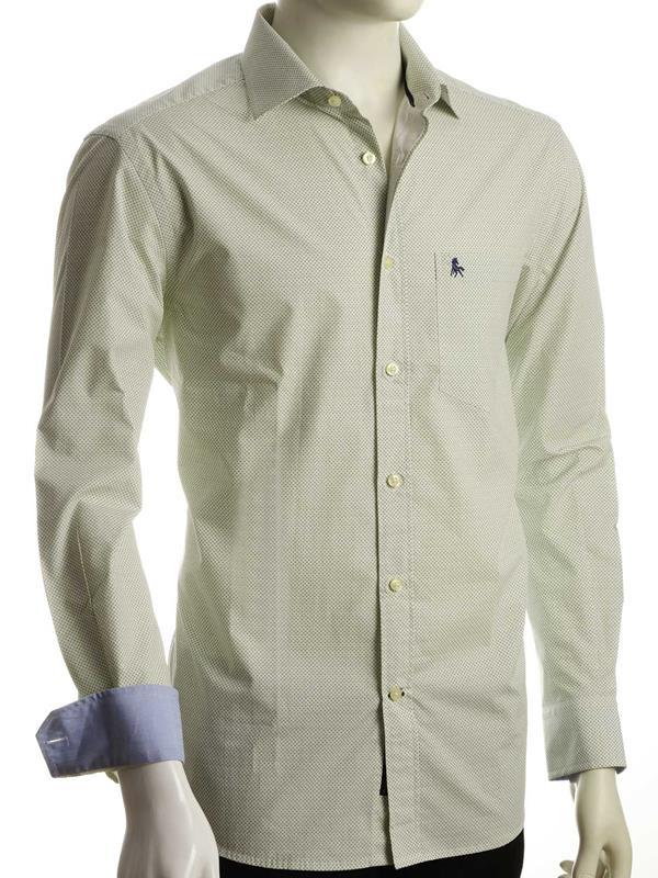 Siesta Green Printed Full sleeve single cuff   Cotton Shirt