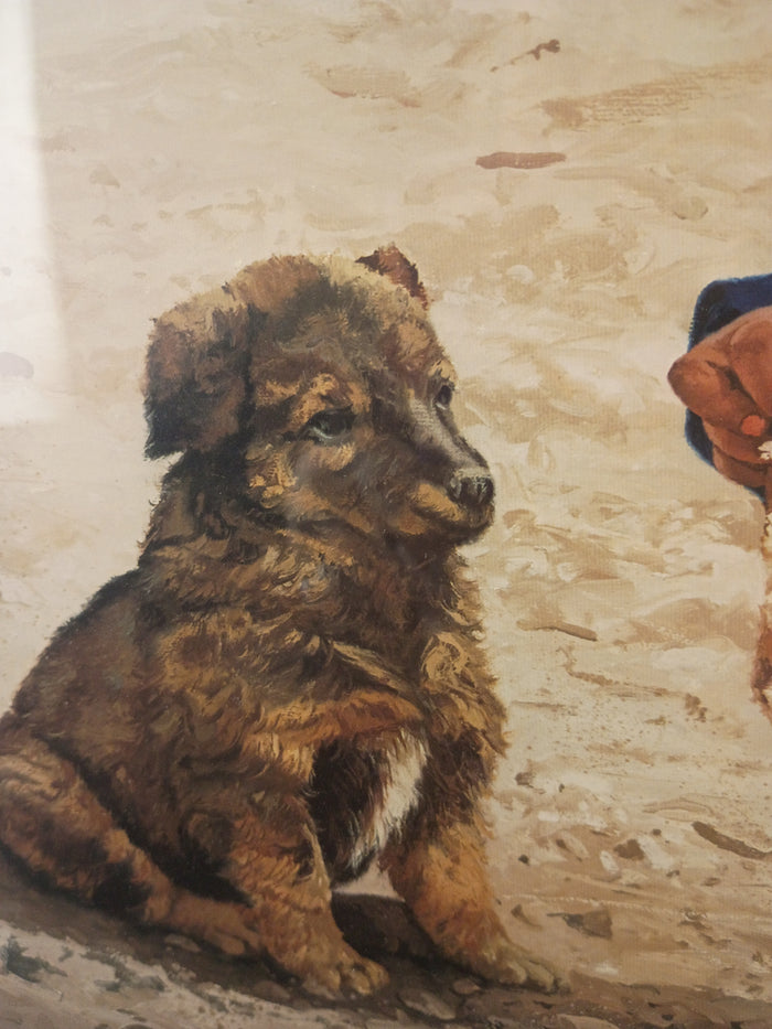 Signed Navajo Boy with Puppy Print by Ray Swanson