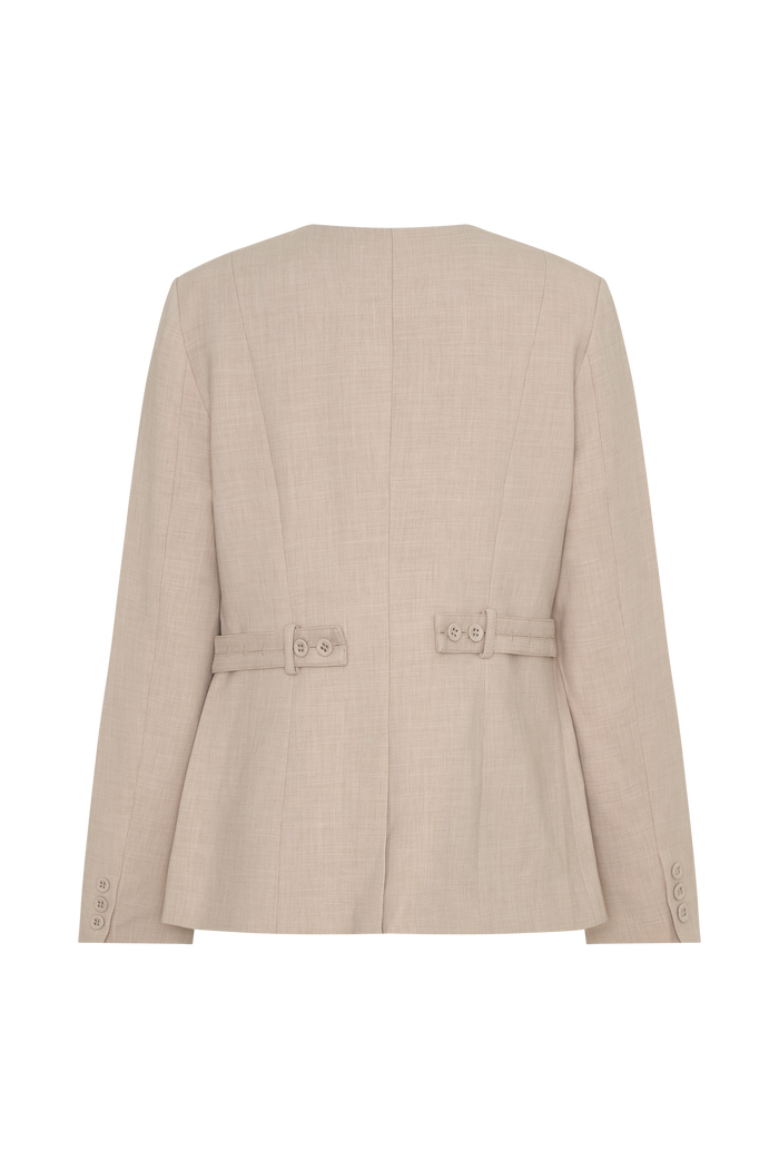 Solenne Collarless Suiting Blazer - Natural Marle