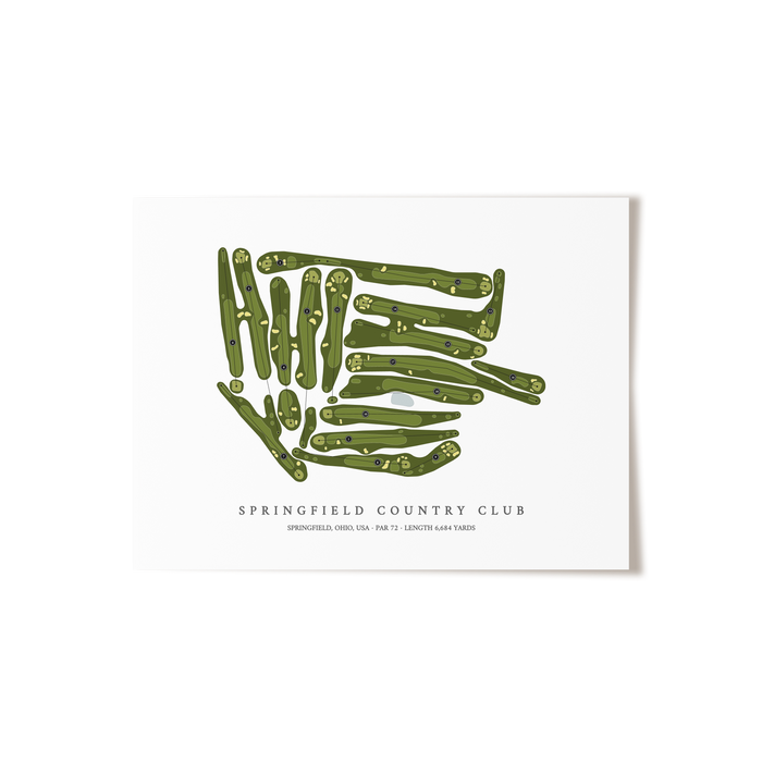 Springfield Country Club | Golf Course Map | Unframed