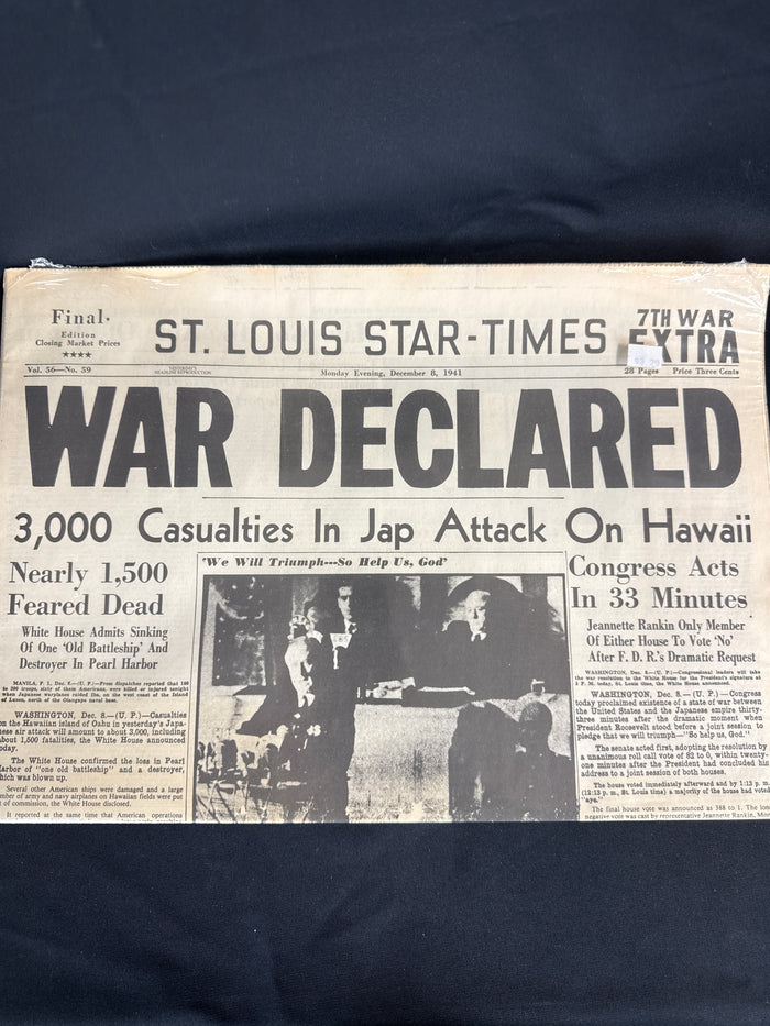 St. Louis Star Times December 8, 1941 war issue