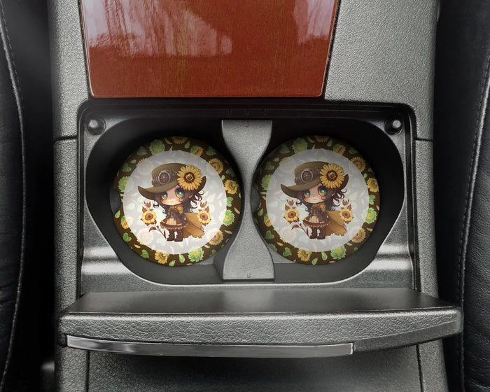 Steampunk Blooms | Car Coaster Set