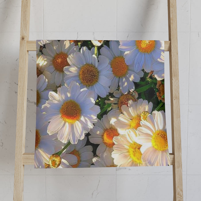 Sun-Kissed Meadow Hand Towel – Bright White & Yellow Garden Print