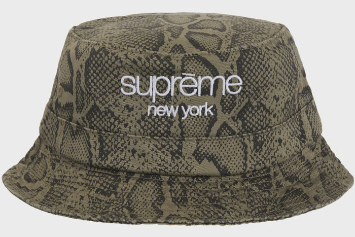 Supreme Chino Twill Crusher Bucket Hat - Snake (SS24) product image showcasing the stylish and unique design of the hat with a snake pattern
