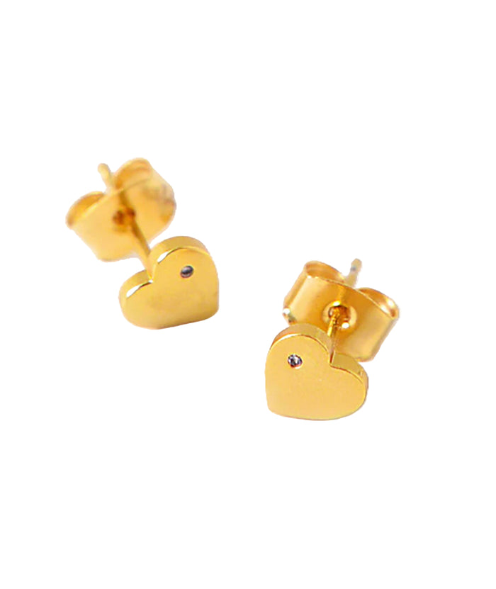 TAI Heart Single CZ Earrings Jewelry - Trend TAI Gold