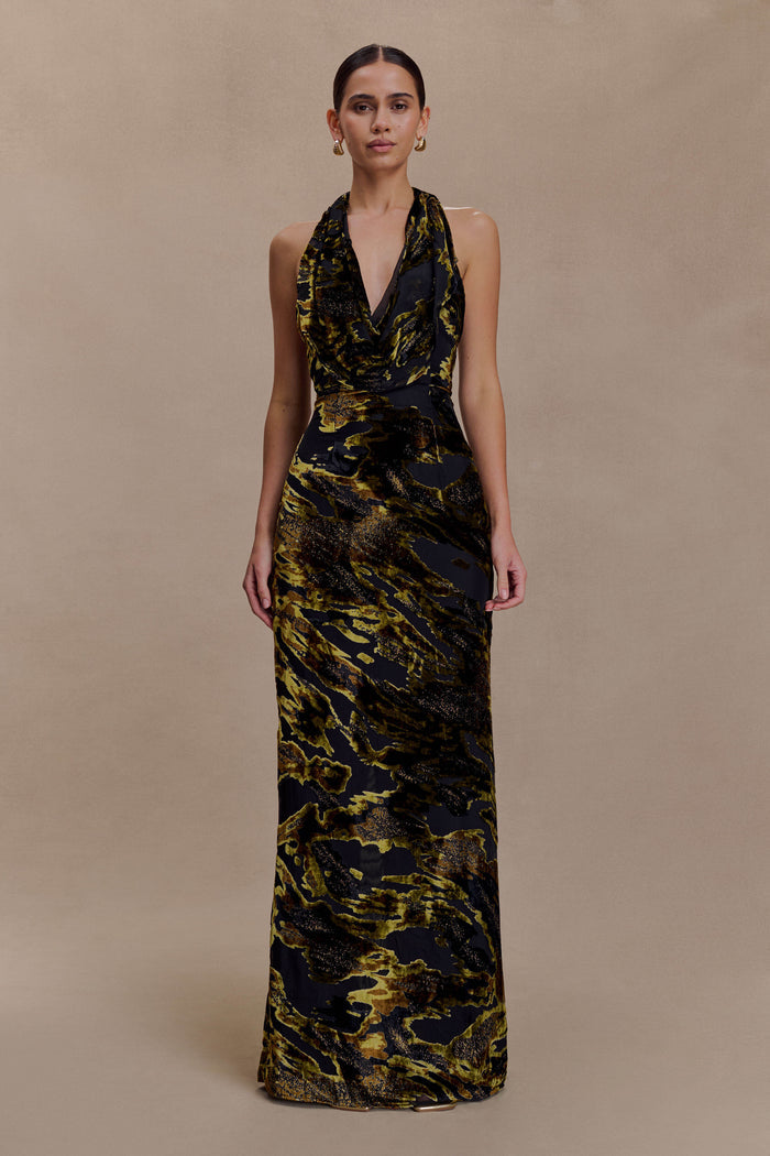 Talila Cowl Front Maxi Dress - Velvet Burnout