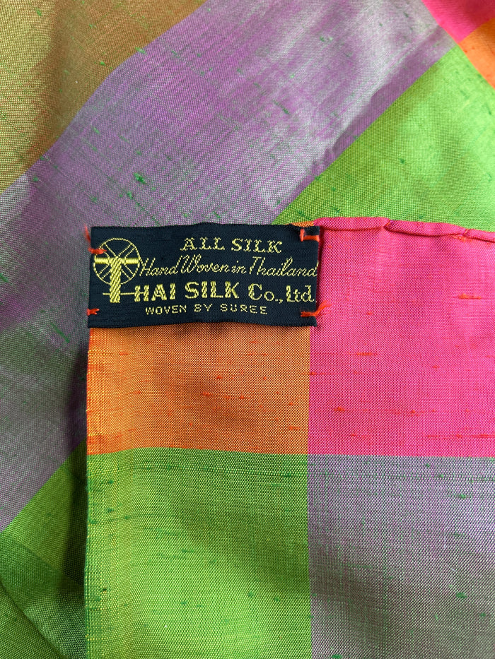 Thai Silk Company Hand Woven Vibrant Colorblock Scarf