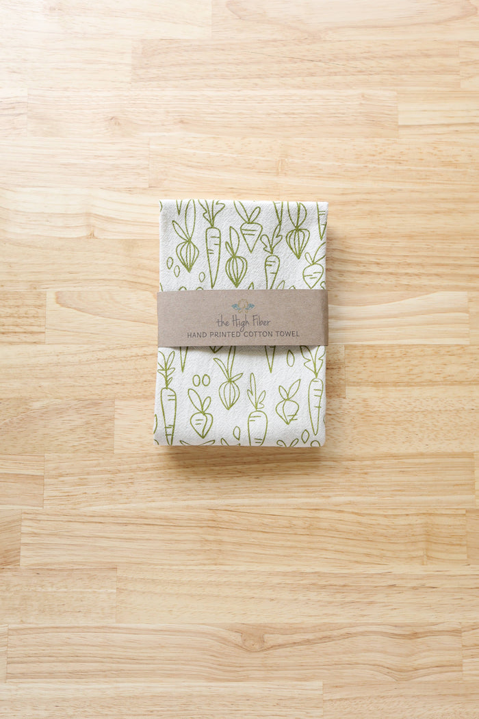 The High Fiber - *NEW* Root Vegetable, Cotton Handprinted Kitchen Towel