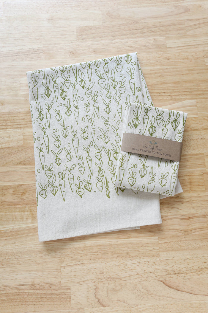The High Fiber - *NEW* Root Vegetable, Cotton Handprinted Kitchen Towel