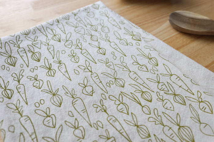The High Fiber - *NEW* Root Vegetable, Cotton Handprinted Kitchen Towel
