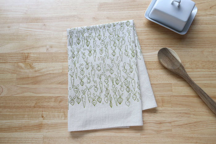 The High Fiber - *NEW* Root Vegetable, Cotton Handprinted Kitchen Towel