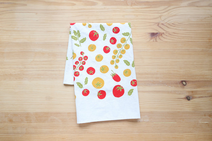 The High Fiber - *NEW Tomato Tea Towel, Handprinted in USA, Natural Cotton
