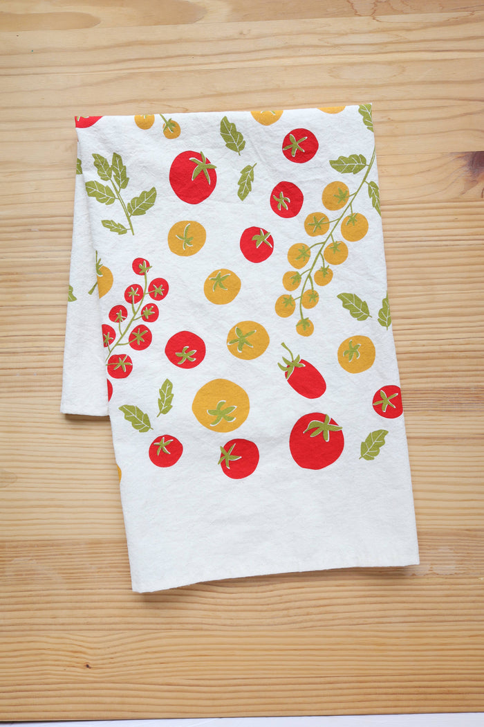 The High Fiber - *NEW Tomato Tea Towel, Handprinted in USA, Natural Cotton