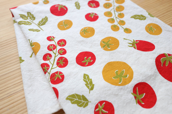 The High Fiber - *NEW Tomato Tea Towel, Handprinted in USA, Natural Cotton