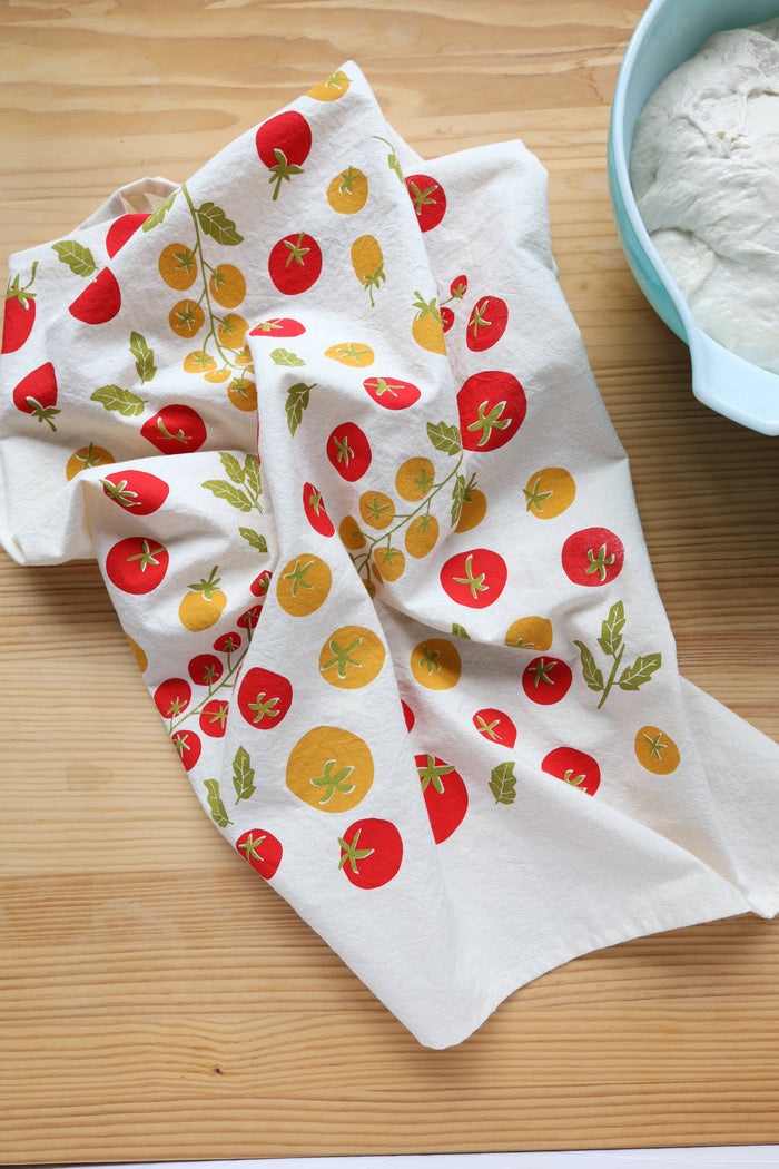 The High Fiber - *NEW Tomato Tea Towel, Handprinted in USA, Natural Cotton