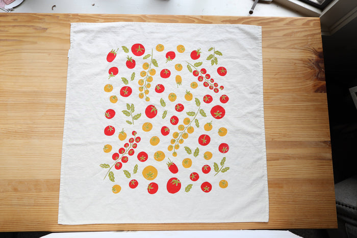 The High Fiber - *NEW Tomato Tea Towel, Handprinted in USA, Natural Cotton