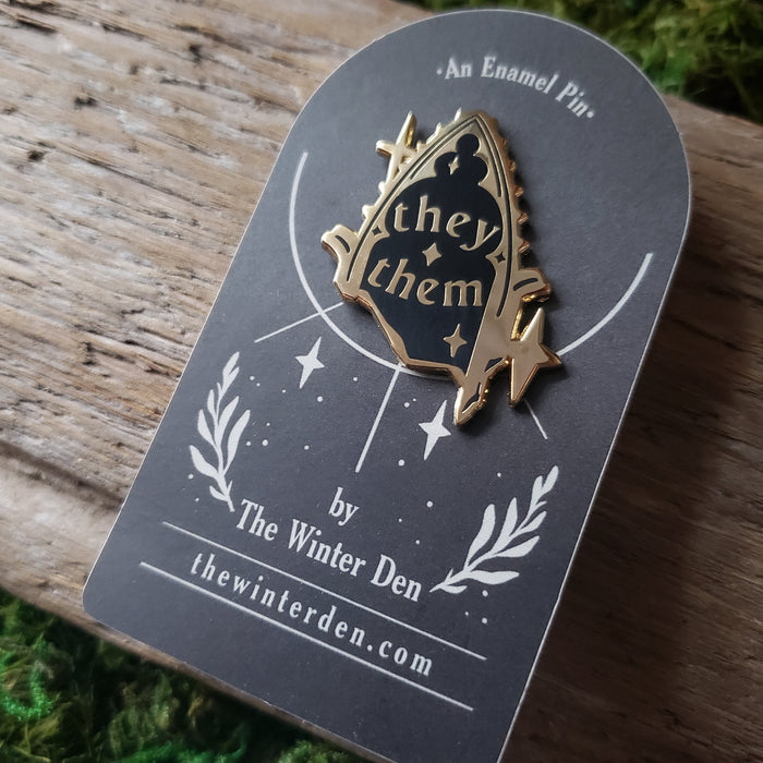They/them Gothic Arch Enamel Pronoun Pin