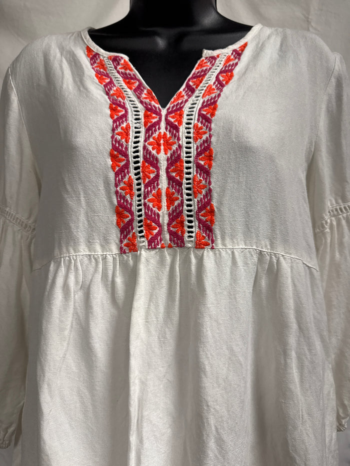 Tommy Bahama St. Lucia White Linen Embroidered Dress, Sz S