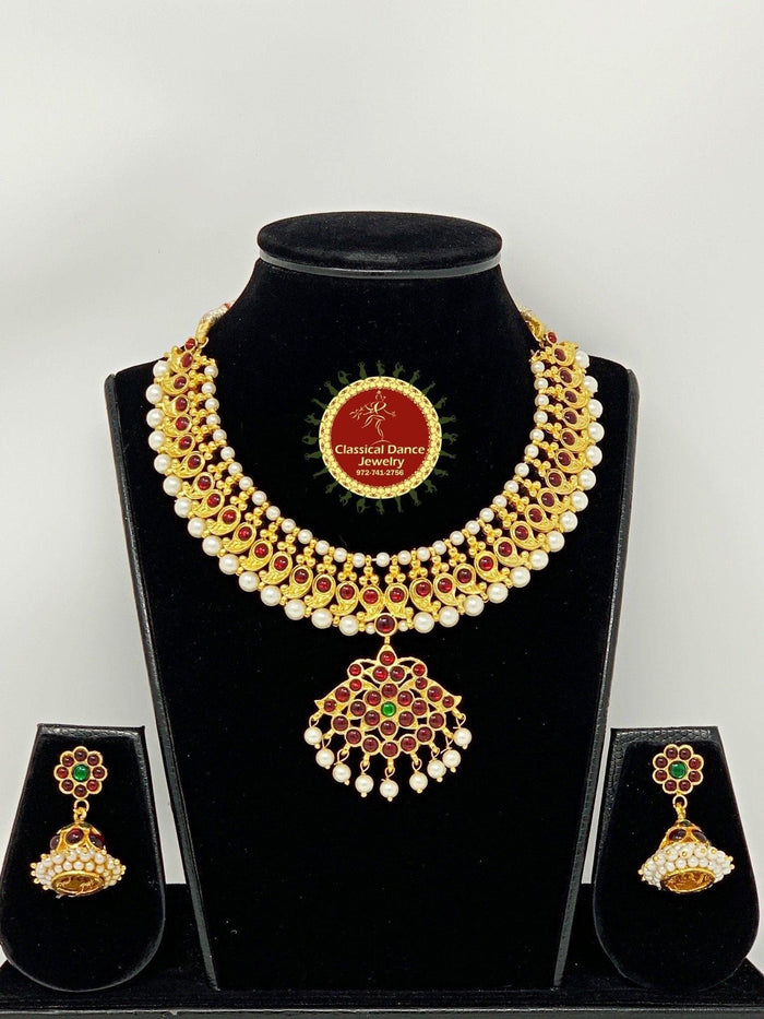 Classical Dance Jewelry Traditional Kemp Temple Indian Jewelry | 10 pcs | DS-18 | Bharatnatyam Kuchipudi Engagement Weddings Birthday | Classical Dance Jewelry