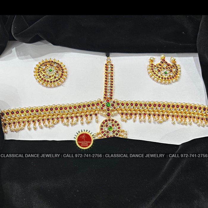 Classical Dance Jewelry Traditional Kemp Temple Indian Jewelry | 10 pcs | DS-19 | Bharatnatyam Kuchipudi Engagement Weddings Birthday | Classical Dance Jewelry