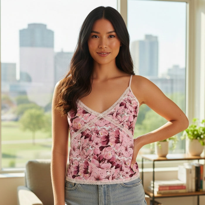 TRP Floral Prints (01): Sakura Symphony (01-01) | Lace Trim Cami