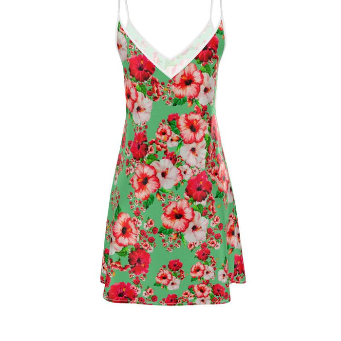 TRP Floral Prints (03): Hibiscus Flowers (01-02) "Deshe Abundance" | Silk Slip Mini Dress