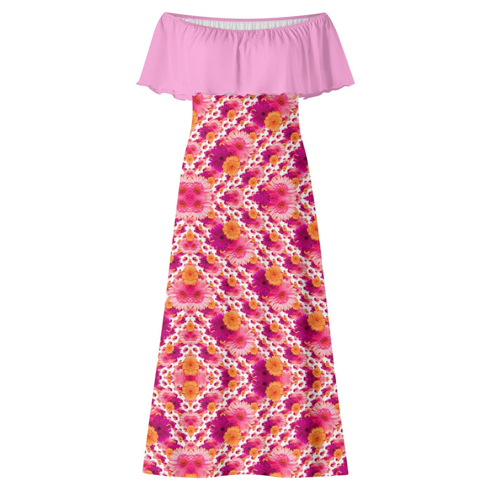 TRP Floral Prints (06): Elegant Gerbera Daisies (01–01) | Off-Shoulder Wrap Maxi Dress