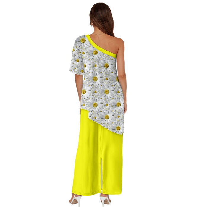 TRP Floral Prints (08): Charming English Daisies | One-Shoulder Two-Piece Dress