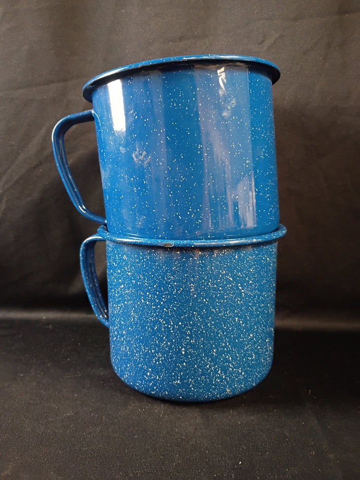 Two Cinsa Enamelware Mugs