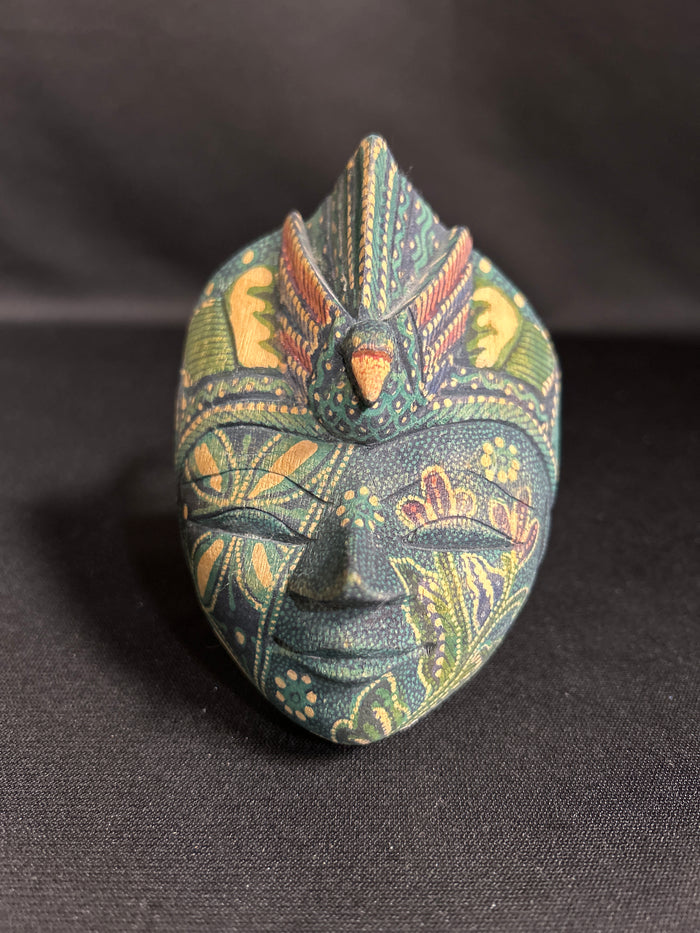 Two Indonesian Batik Intricate Face Bird Masks