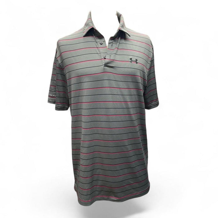 Under armour grey striped polo