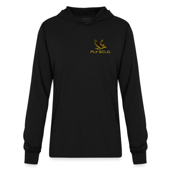 Outspoken Designs 03-01 "Fly Solo" Designer Bella+Canvas Unisex Long Sleeve Hooded T-shirt - black