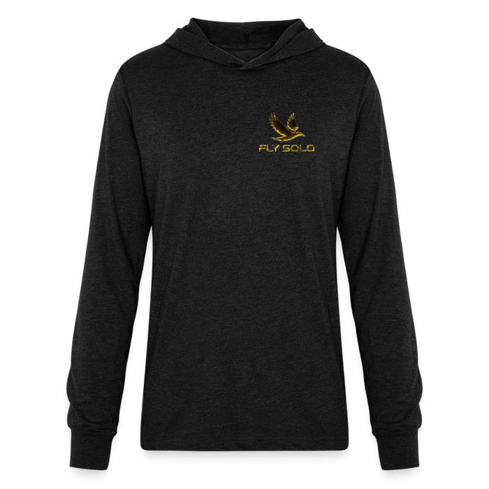 Outspoken Designs 03-01 "Fly Solo" Designer Bella+Canvas Unisex Long Sleeve Hooded T-shirt - heather black