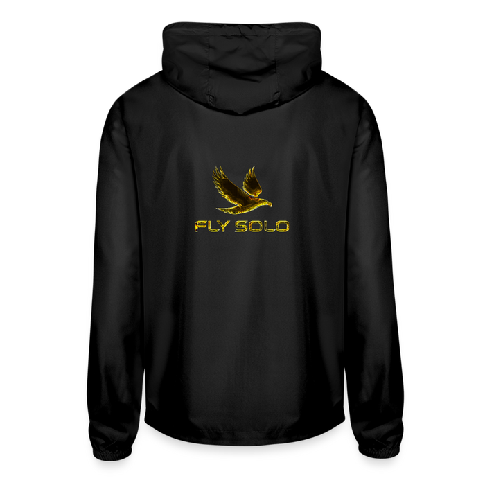 Outspoken Designs 03-01 "Fly Solo" Designer Independent Trading Co. Unisex Lightweight Windbreaker (5 colors) - black