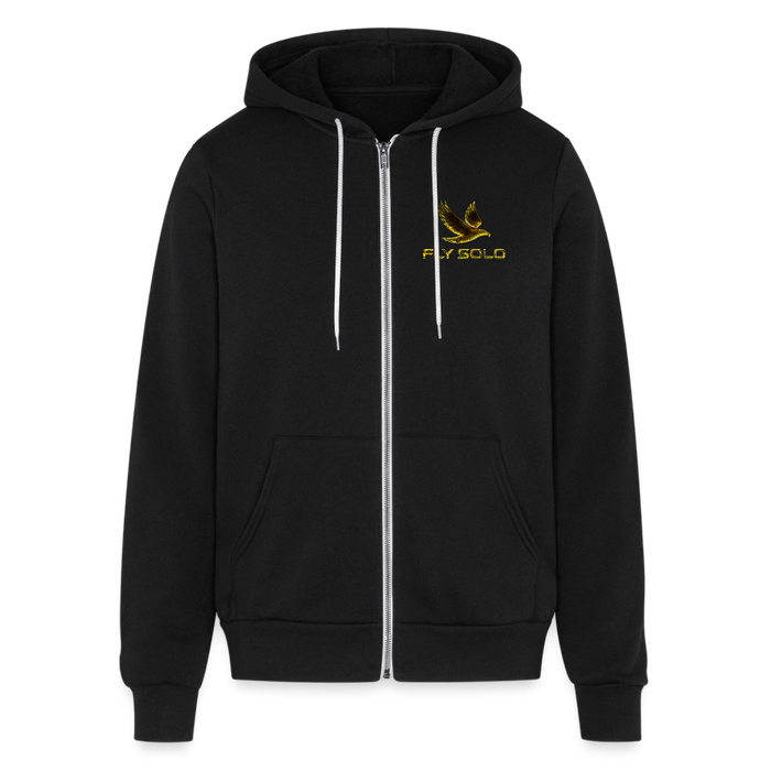 Outspoken Designs 03-01 "Fly Solo" Designer Bella + Canvas Unisex Full Zip Hoodie - black