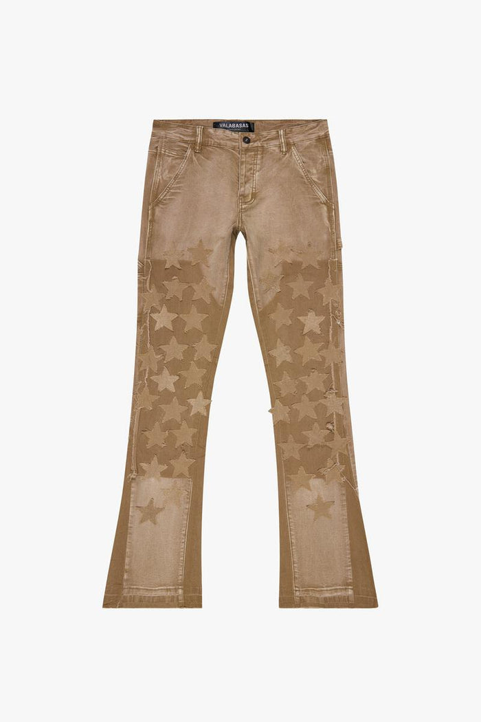 Valabasas V-Stars Dark Grey Wash Stacked Flare Denim Jeans with front and back pockets and distressed details