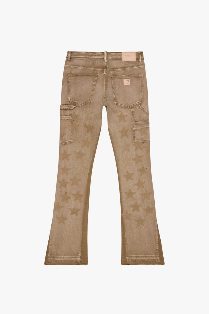 Valabasas V-Stars Dark Grey Wash Stacked Flare Denim Jeans with trendy style and comfortable fit for casual or dressy occasions