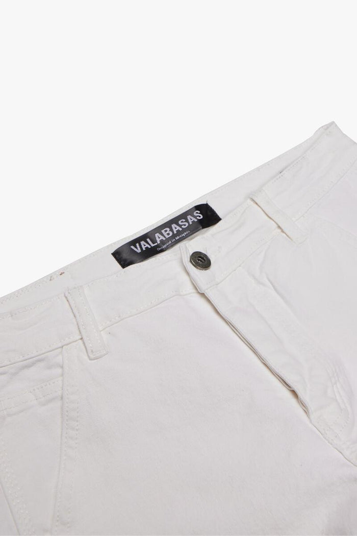 Stylish and trendy Valabasas V-Stars White Stacked Flare Denim Jeans for women with flared silhouette and stacked design