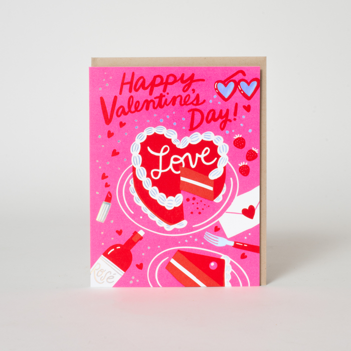 Valentine's Day Cake Holo Foil Greeting Card by Hello!Lucky: Paper tab
