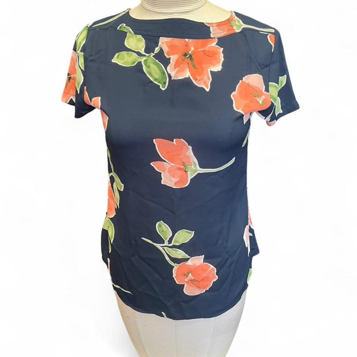 Van heusen navy floral blouse